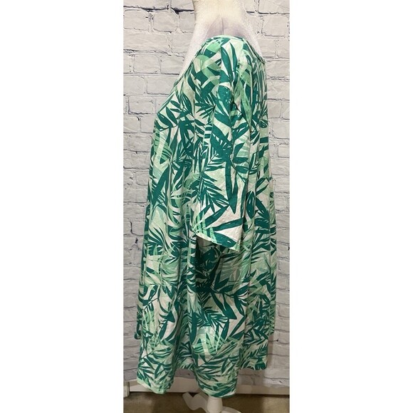 Roaman's women's plus-size Ultrasmooth swing dress/top green leaf print 3X 30/32 - Picture 3 of 7
